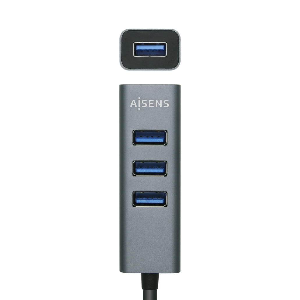 Hub USB 3.0 Aisens de 4 Portas, Alumnio, Cinza 2